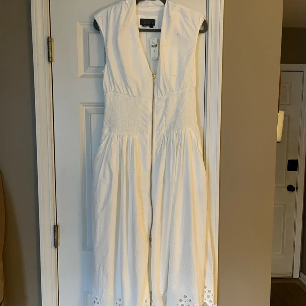 Anthropologie Tommie Cap-Sleeve Smocked FrontZip Shirt Dress:Eyelet Trim NWT - Picture 4 of 9